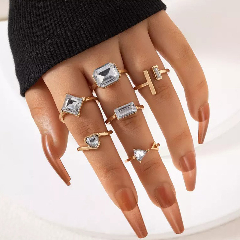 Arihant Gold Plated Stone Studded Contemporary Stackable Rings Set of 6