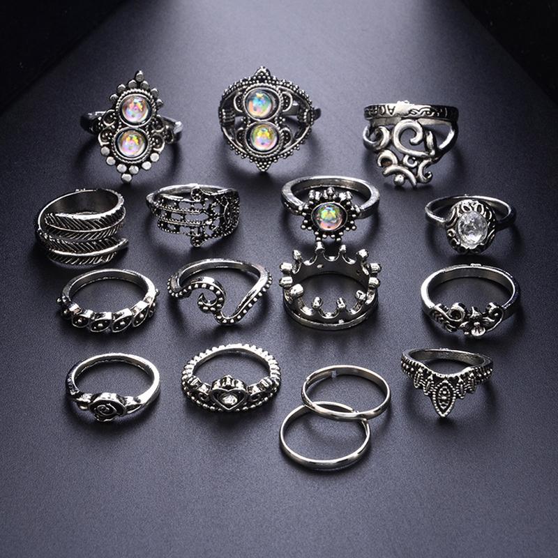 Arihant Combo of 16 Silver Plated Mixed Sized Rings PC-RNG-902