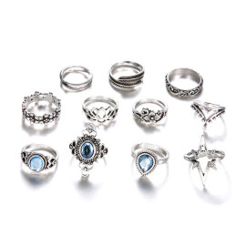 Arihant Combo of 11 Silver Plated Mixed Sized Rings PC-RNG-903