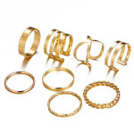 Arihant Combo of 8 Gold Plated Mixed Sized Rings PC-RNG-906