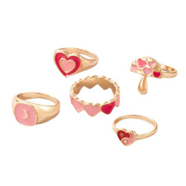 Arihant Jewellery For Women Gold Plated Pink Rings Set of 5