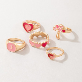 Arihant Jewellery For Women Gold Plated Pink Rings Set of 5