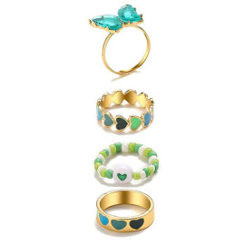 Arihant Jewellery For Women Multicolor Butterfly inspired Contemporary Stackable Rings Set of 4