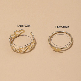 Arihant Jewellery For Women Hearts inspired Gold Plated Adjustable Rings Set of 2