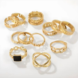 Arihant Gold Plated Contemporary Stackable Rings Set of 13