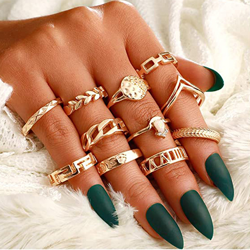 Arihant Gold Plated Contemporary Stackable Rings Set of 11