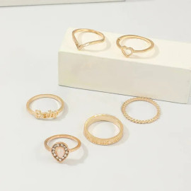 Arihant Gold Toned Gold Plated Stackable Rings Set of 7