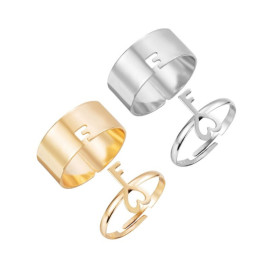 Arihant Gold-Silver Plated Heart-Key inspired Stackable Rings Set of 8