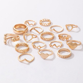Arihant Women Gold Plated Contemporary Stackable Rings Set of 17