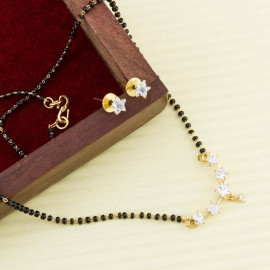 American Diamond Gold Plated Star shape Mangalsutra Set 14520