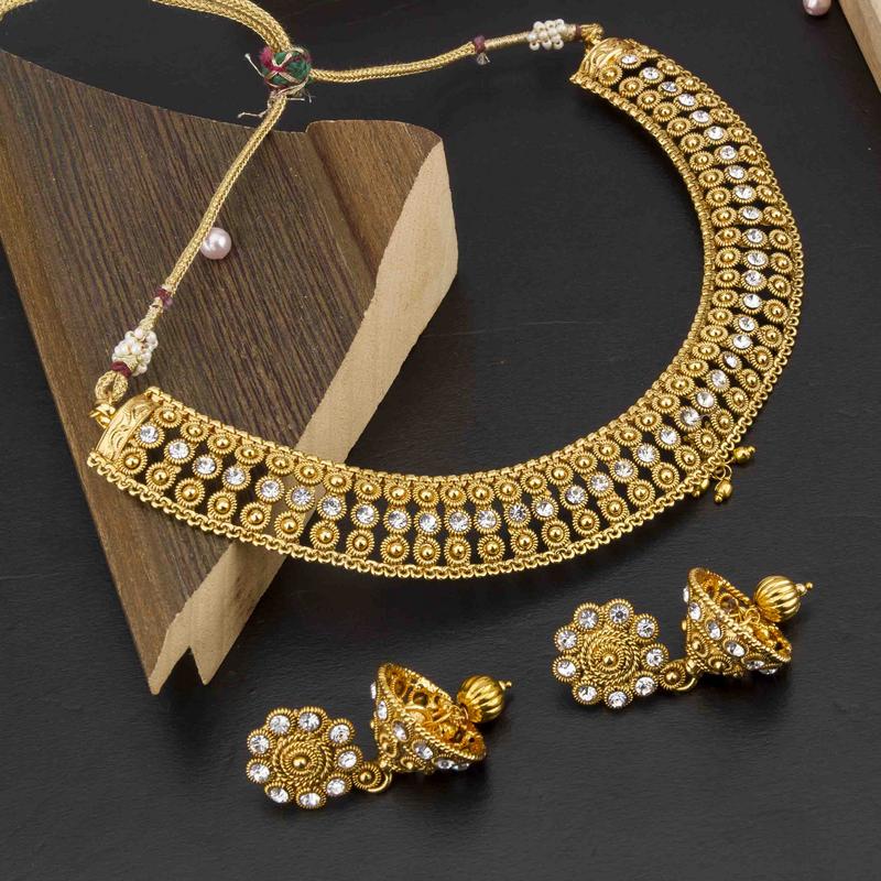 Arihant American Diamond Antique Necklace Set 12459