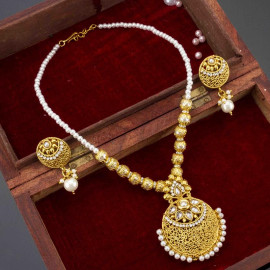 Arihant Pearl Used Floral Antique Necklace Set 12465