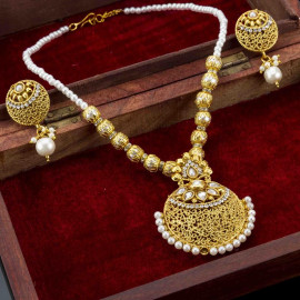 Arihant Pearl Used Floral Antique Necklace Set 12465
