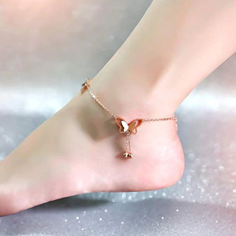 Arihant Rose Gold Plated Butterfly themed Bracelet cum Anklet