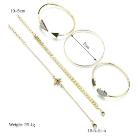 Arihant Gold Plated Geometric Set of 5 Stackable Korean Bracelet Set