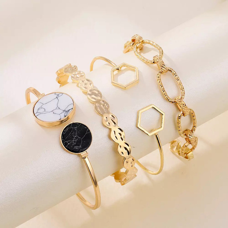 Arihant Gold Plated Geometric Set of 4 Stackable Korean Bracelet Set