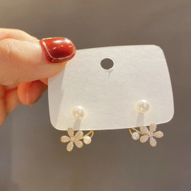 Arihant Gold Plated Korean Floral Pearl Studded Stud Earrings