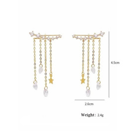 Arihant Gold Plated Gold Toned Contemporary Drop Jacket Earrings