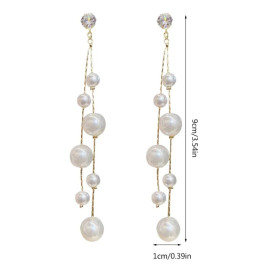 Arihant Gold Plated Pearl Studded Contemporary Drop Earrings