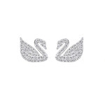 Arihant Silver Plated Silver Toned Swan inspired Stud Earrings