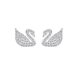 Arihant Silver Plated Silver Toned Swan inspired Stud Earrings