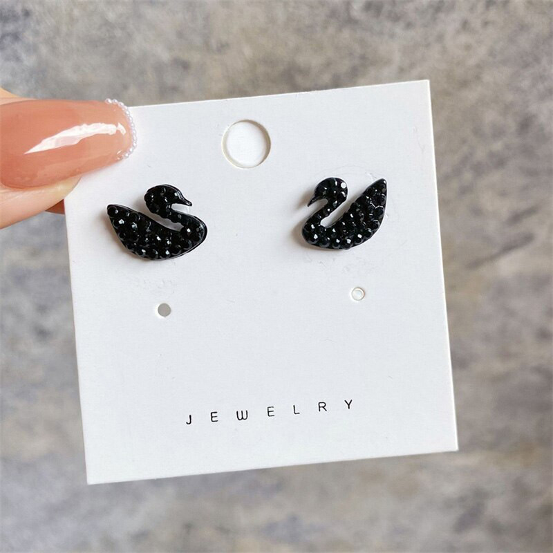 Arihant Gold Plated Black Toned Swan inspired Stud Earrings