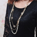 Arihant Gold Plated Pearl Studded Long Floral Layered Necklace