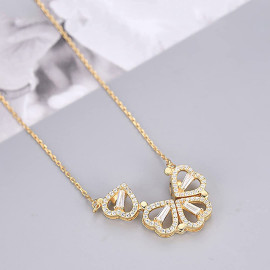 Arihant Four Leaves & Hearts Clover Design Openable Magnet Gold Plated Pendant with Chain