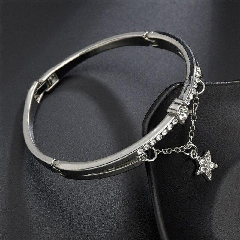 Arihant Silver Plated Star inspired Stone Studded Korean Bracelet For Women and Girls