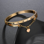 Arihant Gold Plated Roman Numbers engraved Stone Studded Korean Bracelet For Women and Girls
