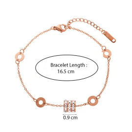 Arihant Stainless Steel Rose Gold Plated CZ Spherical Linked Loops Contemporary Bracelet