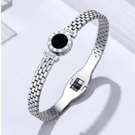 Arihant Stainless Steel Silver Plated Roman numerals Zig Zag Style Contemporary Bracelet