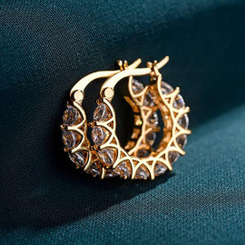 Arihant Gold Plated American Diamond Studded Contemporary Hoop Earrings