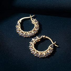 Arihant Gold Plated American Diamond Studded Contemporary Hoop Earrings