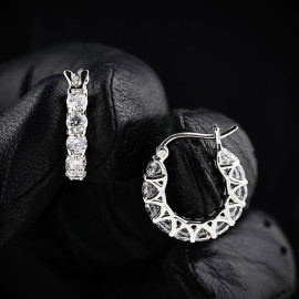 Arihant Silver Plated American Diamond Studded Contemporary Hoop Earrings