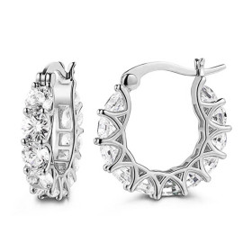 Arihant Silver Plated American Diamond Studded Contemporary Hoop Earrings