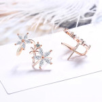 Arihant Rose Gold Plated American Diamond Studded Triple Star Shaped Earrings