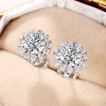 Arihant Silver Plated American Diamond Studded Round Shape Stud Earrings