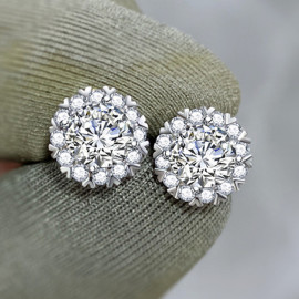 Arihant Silver Plated American Diamond Studded Round Shape Stud Earrings