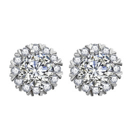 Arihant Silver Plated American Diamond Studded Round Shape Stud Earrings