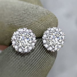 Arihant Silver Plated American Diamond Studded Round Shape Stud Earrings