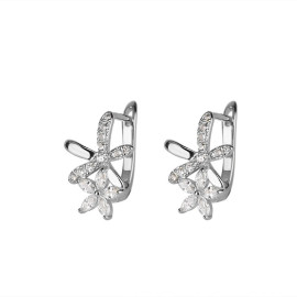 Arihant Silver Plated American Diamond Studded Dual Star Shaped Earrings