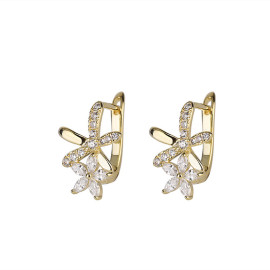 Arihant Gold Plated American Diamond Studded Dual Star Shaped Earrings