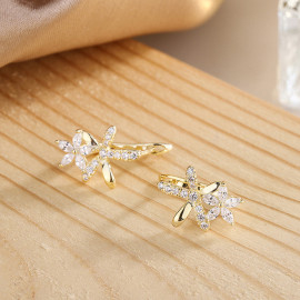 Arihant Gold Plated American Diamond Studded Dual Star Shaped Earrings