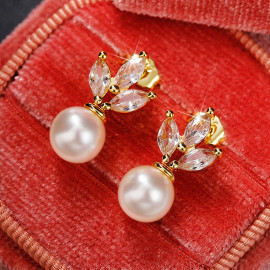 Arihant Gold Plated American Diamond Studded Korean Earrings