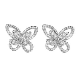 Arihant Silver Plated American Diamond Studded Butterfly Shaped Korean Earrings