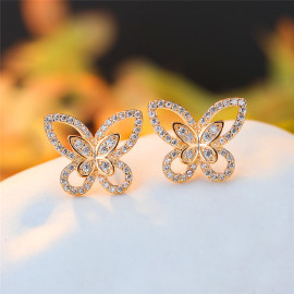 Arihant Gold Plated American Diamond Studded Butterfly Shaped Korean Earrings