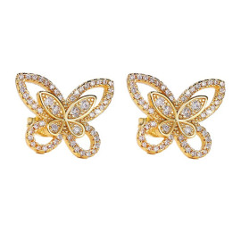 Arihant Gold Plated American Diamond Studded Butterfly Shaped Korean Earrings