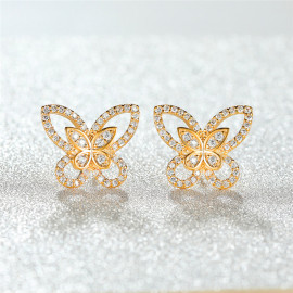 Arihant Gold Plated American Diamond Studded Butterfly Shaped Korean Earrings