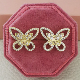 Arihant Gold Plated American Diamond Studded Butterfly Shaped Korean Earrings